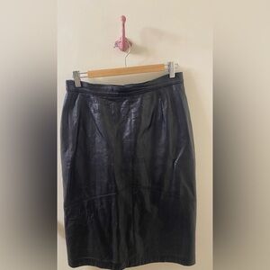 Peter Nygard Black Leather Skirt